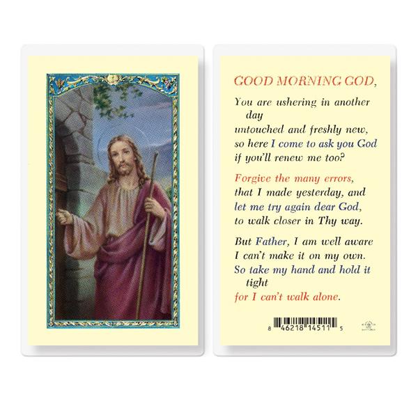 Good Morning God Christ Knocking Laminated Holy Cards, 25-Count Value Pack # 99734