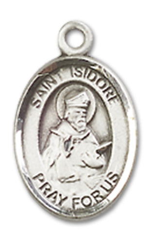 1/2" Sterling Silver St. Isidore of Seville Charm Medal, Your Choice of Chain, # 9973