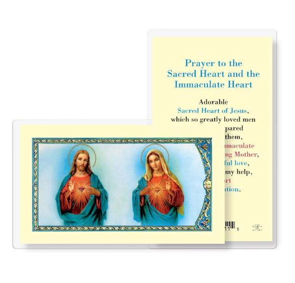 Prayer to The Sacred Heart & Immaculate Heart Laminated Holy Card # 99757-sale
