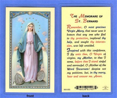 The Memorare of St. Bernard, Laminated Holy Card,. # 99783.|