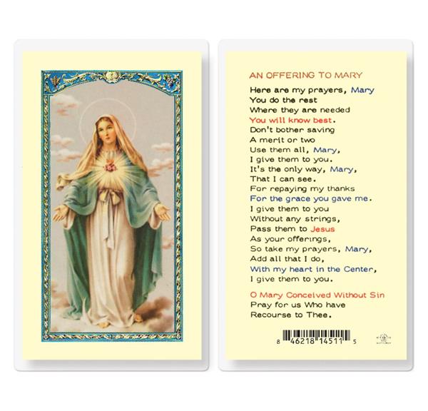an Offering to Mary Laminated Holy Cards, 25-Count Value Pack # 99797