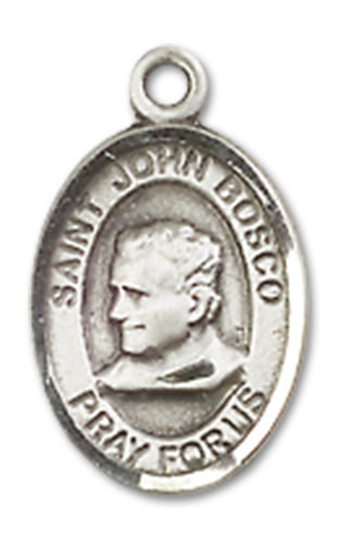 1/2" Sterling Silver St. John Bosco Charm Medal, Your Choice of Chain, # 9979