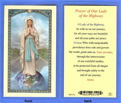 Prayer to Our Lady of the Highway, Laminated Holy Card,. # 99801.|