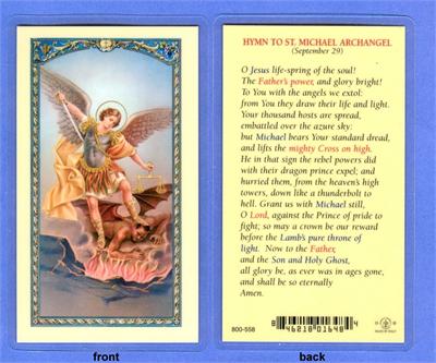 Hymn to St. Michael Archangel, Laminated Holy Card,. # 99819|