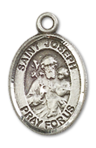 Sterling Silver 1/2" Tall, St. Joseph & Child Charm Medal, Your choice of Chain, # 9981