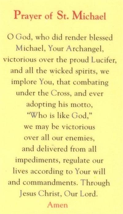 Prayer of St. Michael, Laminated Holy Card,. # 99823