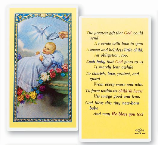 Greatest Gift God Could Send Laminated Holy Card, # 99839