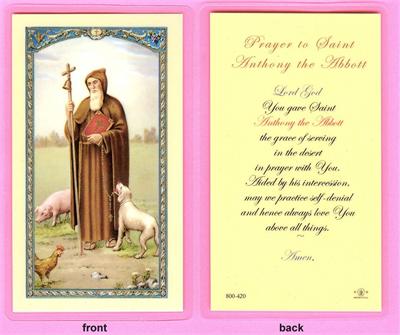 St. Anthony the Abbott Laminated Holy Card, # 99844|