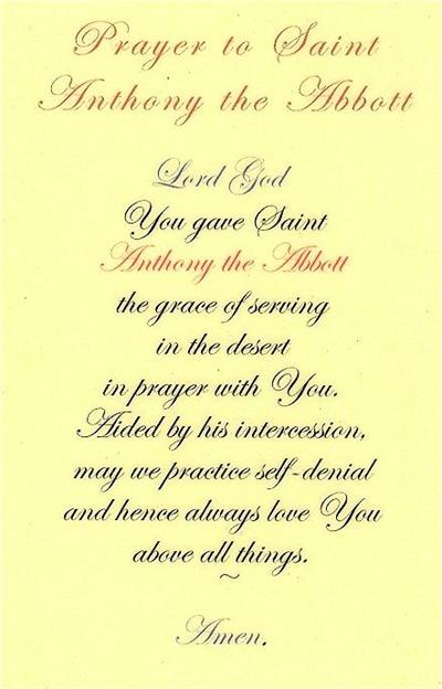 St. Anthony the Abbott Laminated Holy Card, # 99844