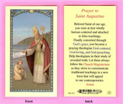 St. Augustine Laminated Holy Card, # 99845|