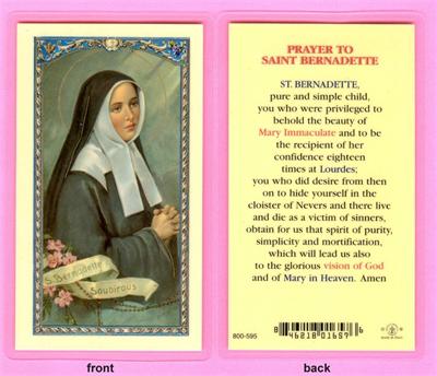 Prayer to St. Bernadette Laminated Holy Card, # 99847|