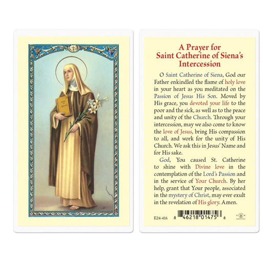 St. Catherine of Siena Laminated Holy Card, # 99850