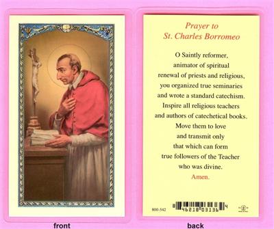 St. Charles Borromeo Laminated Holy Card, # 99853|