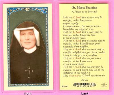 St. Maria Faustina Laminated Holy Card, # 99885|