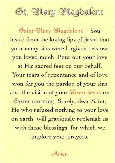 St. Mary Magdalene Laminated Holy Card, # 99891