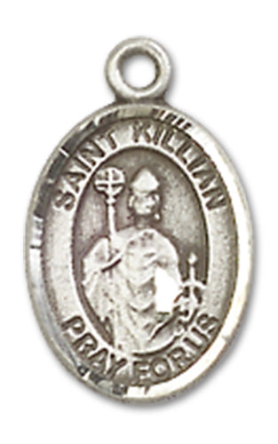 1/2" Sterling Silver St. Killian Charm Medal, Your Choice of Chain, # 9990