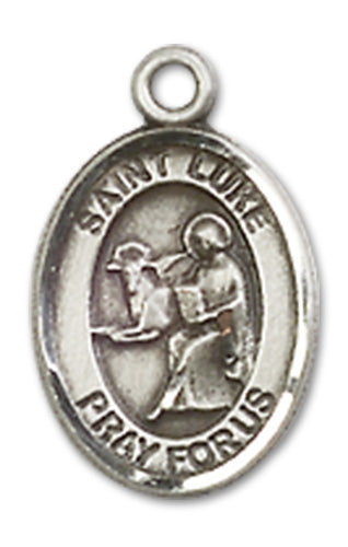 1/2" Fine Pewter St. Luke the Apostle Charm Medal, Your Choice of Chain, # 10366
