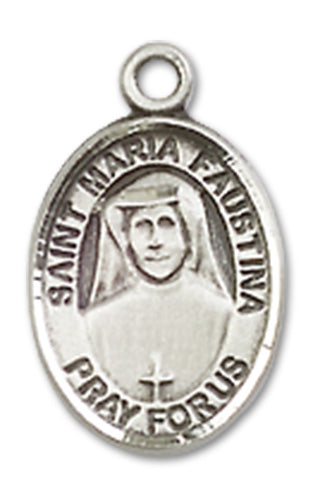 1/2" Sterling Silver St. Maria Faustina Charm Medal, Your Choice of Chain, # 9992