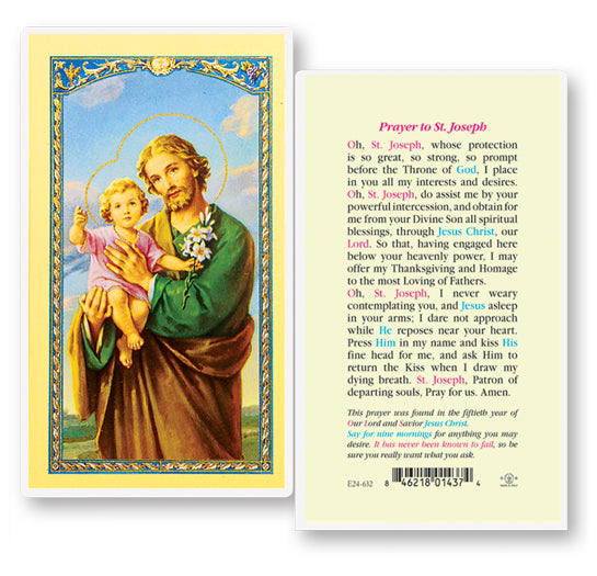 Prayer To St. Joseph Laminated Holy Card, # 99937