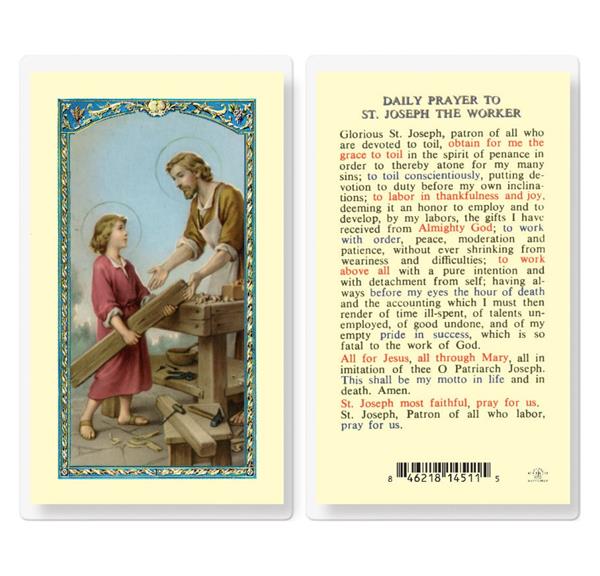 Daily Prayer to St. Joseph The Worker Laminated Holy Cards, 25-Count Value Pack # 99939