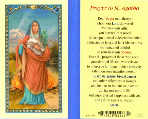 Saint Agatha Laminated Holy Card, # 99840
