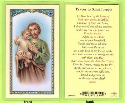 St. Joseph Laminated Holy Card, # 99942|