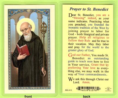Prayer to St. Benedict Laminated Holy Card, # 99950|