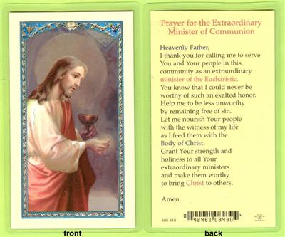 Prayer for the Extraordinary Minister of Communion, Laminated Holy Card,. # 99957|