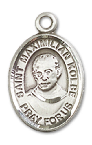 1/2" Fine Pewter St. Maximilian Charm Medal, Your Choice of Chain, # 10382