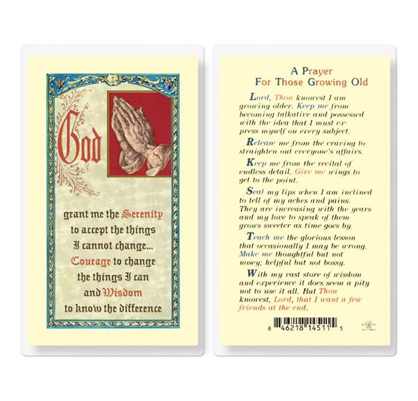 A Prayer for Those Growing Old Serenity Laminated Holy Cards, 25-Count Value Pack # 99965