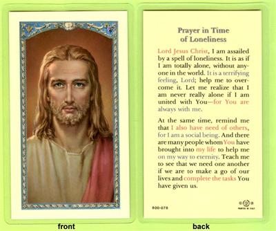 Prayer in Time of Loneliness, Laminated Holy Card,. # 99993|