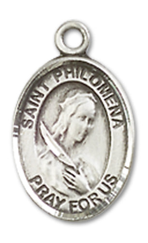 1/2" Sterling Silver Charm Medal, St. Philomena, Your Choice of Chain, # 9999