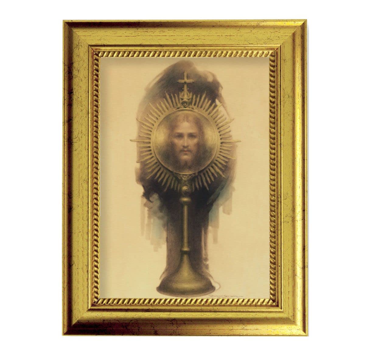 Chambers: Our Sacremental King 6-3/4"x8-3/4 Antique Gold Frame with Rope Detail Lip, Textured # 28022
