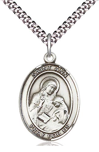 St. Ann Medal in Fine Pewter, 1" tall, Your Choice of Chain # 5032