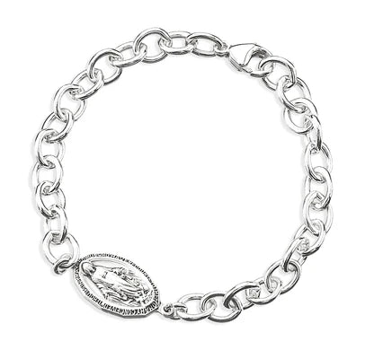 Miraculous Medal Bracelet, 7.5" All Sterling, # 96750