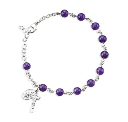 6mm Amethyst Rosary Bracelet w/ 100% Sterling Silver Components, # 29416