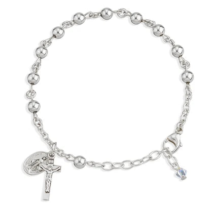 5mm All Sterling Rosary Bracelet, # 29414