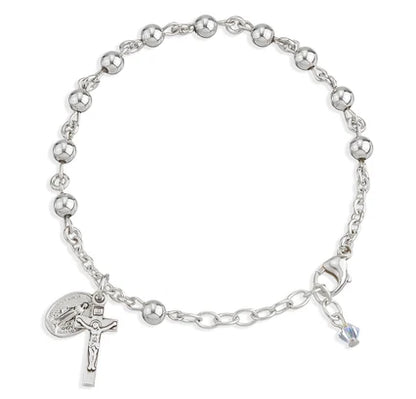 5mm All Sterling Rosary Bracelet, # 29414