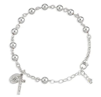 6mm All Sterling Rosary Bracelet, 7.5", # 29417