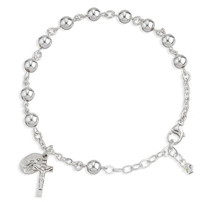 6mm All Sterling Rosary Bracelet, 7.5", # 29417
