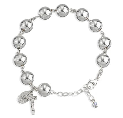 All Sterling 10mm Rosary Bracelet, 7.5", # 29458