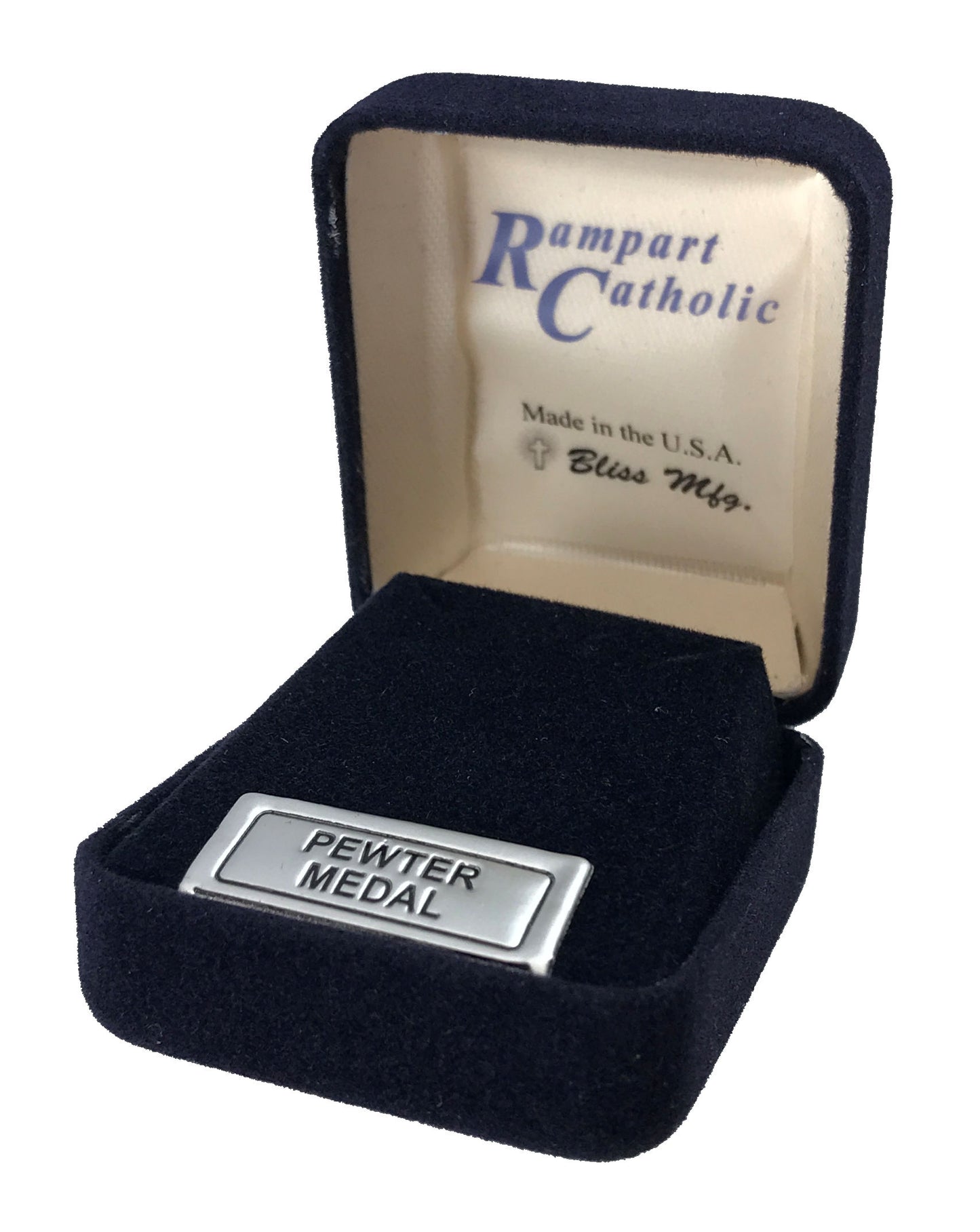 St. Martin de Porres Medal in Fine Pewter, 1 inches Tall on a 24 inches Light Rhodium Heavy Clasp Chain