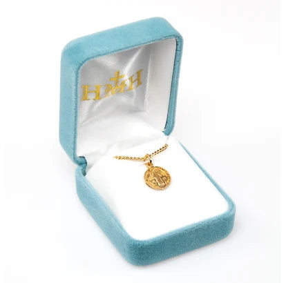 St. Benedict Medal, 16kt Gold over Sterling, 7/16" dia., 18" Gold Plated Curb Chain, # 41797