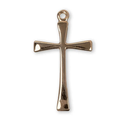 Cross, 7/8" 16kt Gold over Sterling Silver, 18" Gold Plated Curb Chain, # 41801.
