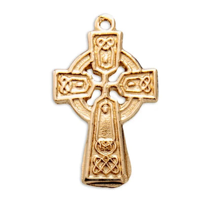 Celtic Cross, 1/2" 16Kt Gold over Sterling, 18" Gold Plated Curb Chain, # 41803.