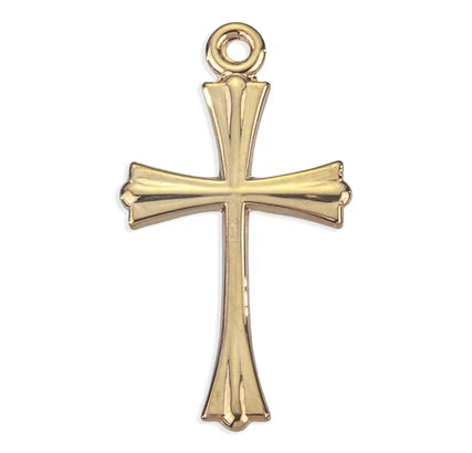 Cross, 3/4", 16Kt Gold over Sterling, 18" Gold Plated Curb Chain, # 41585.