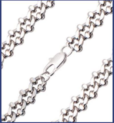 Heavy Rhodium Plated Crab Chain, 5mm Wide, 30", w/ Clasp, # 4779