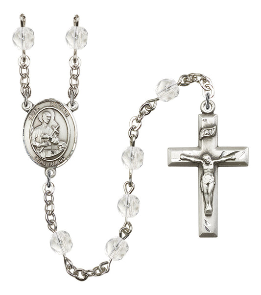 St. Gerard Rosary, 6mm Fire Polished Crystal Beads, Silver Plate, # 16357