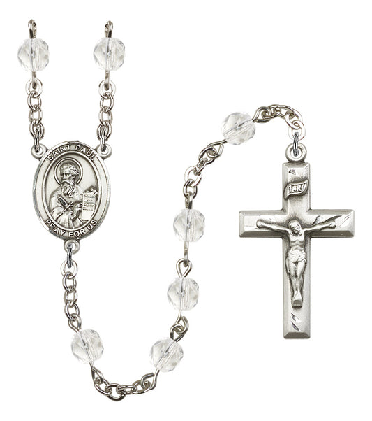 St. Paul the Apostle, 6mm Fire Polished Crystal Beads. Silver Plate, # 16415