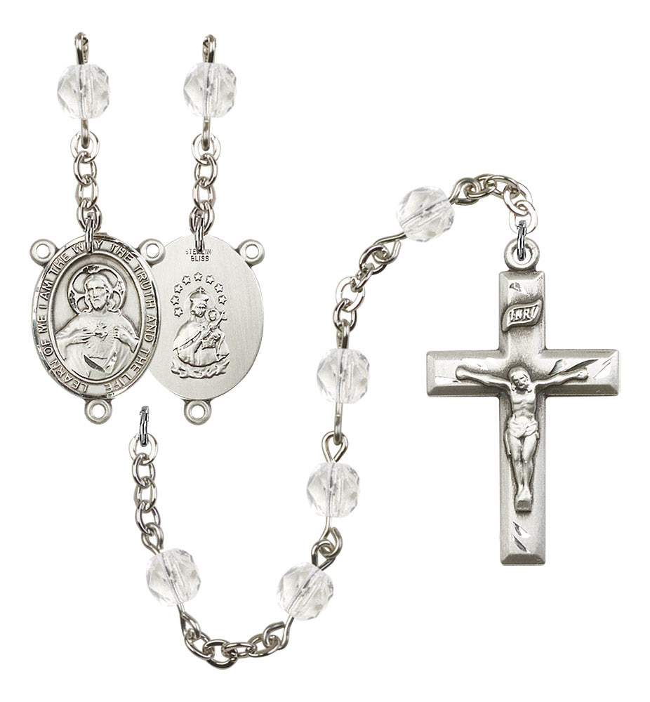 I am the Way, Truth and Life Rosary, 6mm Fire Polished Crystal Beads, Silver Plate, # 16493